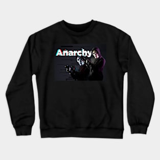 anarchy skull point the finger and glitch Crewneck Sweatshirt